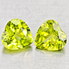 Natural Green Peridot 1.69 Ct. 2 Pcs Heart Shape 6 x 6 Mm. Gemstones