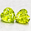 Natural Green Peridot 1.78 Ct. 2 Pcs Heart Shape 6.3 x 6 Gemstones