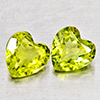 Natural Green Peridot 1.82 Ct. 2 Pcs Heart Shape 6 x 6 Gemstones