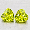 Natural Green Peridot 1.71 Ct. 2 Pcs Heart Shape 6 x 6 Gemstones