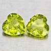 Natural Green Peridot 1.26 Ct. 2 Pcs Heart Shape 6 x 6 Gemstones