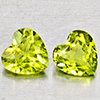 Natural Green Peridot 1.71 Ct. 2 Pcs Heart Shape 6.1 x 6 Mm Gemstones