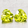 Natural Green Peridot 1.76 Ct. 2 Pcs Heart Shape 6.3 x 6.3 Mm Gemstones