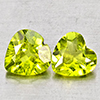 Natural Green Peridot 1.76 Ct. 2 Pcs Heart Shape 6.6 x 6.4 Mm Gemstones