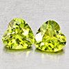 Natural Green Peridot 1.65 Ct. 2 Pcs Heart Shape 6 x 6 Mm Gemstones