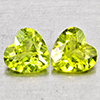 Natural Green Peridot 1.42 Ct. 2 Pcs Heart Shape 6 x 6 Mm Gemstones