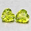 Natural Green Peridot 1.42 Ct. 2 Pcs Heart Shape 6.3 x 6 Mm Gemstones