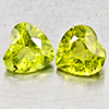 Natural Green Peridot 1.83 Ct. 2 Pcs Heart Shape 5.9 x 5.9 Mm Gemstones