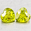 Natural Green Peridot 1.79 Ct. 2 Pcs Heart Shape 6.1 x 6.1 Mm Gemstones