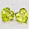 Natural Green Peridot 1.92 Ct. 2 Pcs Heart Shape 6.1 x 6.1 Mm Gemstones