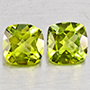 Natural Green Peridot 1.71 Ct. 2 Pcs Cushion Shape 6 Mm. Gemstones