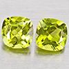 Natural Green Peridot 2.12 Ct. 2 Pcs Cushion Shape 6.1 Mm. Gemstones