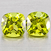 Natural Green Peridot 1.45 Ct. 2 Pcs Cushion Shape 6 Mm. Gemstones