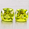 Natural Green Peridot 2.71 Ct. 2 Pcs Cushion Shape 6.3 to 4.5 Mm. Gemstones
