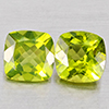 Natural Green Peridot 2.16 Ct. 2Pcs Cushion Shape 6.1 Mm Gemstones From Pakistan