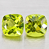Natural Green Peridot 2.38 Ct. 2 Pcs Cushion Shape 6.1 Mm. Gemstones