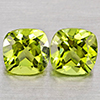 Natural Green Peridot 2.00 Ct. 2 Pcs Cushion Shape 6 Mm. Gemstones
