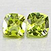 Natural Green Peridot 1.64 Ct. 2 Pcs Cushion Shape 6 Mm. Gemstones