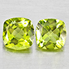 Natural Green Peridot 1.76 Ct. 2 Pcs Cushion Shape 6 Mm. Gemstones
