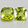 Natural Green Peridot 1.58 Ct. 2 Pcs Cushion Shape 6 Mm. Gemstones