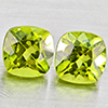 Natural Green Peridot 2.43 Ct. 2 Pcs Cushion Shape 6 Mm. Gemstones