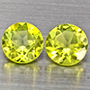 Natural Green Peridot Gemstones 1.03 Ct. 2 Pcs. Round Shape 5.2 Mm. Natural Green Peridot Gemstones 1.03 Ct. 2 Pcs. Round Shape 5.2 Mm.
