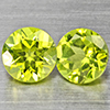 Natural Green Peridot Gemstones 1.18 Ct. 2 Pcs. Round Shape 5.1 Mm. Natural Green Peridot Gemstones 1.18 Ct. 2 Pcs. Round Shape 5.1 Mm.