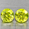 Natural Green Peridot Gemstones 1.38 Ct. 2 Pcs. Round Shape 5.2 Mm. Natural Green Peridot Gemstones 1.38 Ct. 2 Pcs. Round Shape 5.2 Mm.