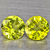 Natural Green Peridot Gemstones 1.19 Ct. 2 Pcs. Round Shape 5.2 Mm. Natural Green Peridot Gemstones 1.19 Ct. 2 Pcs. Round Shape 5.2 Mm.