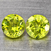 Natural Green Peridot Gemstones 1.42 Ct. 2 Pcs. Round Shape 5.2 Mm. Natural Green Peridot Gemstones 1.42 Ct. 2 Pcs. Round Shape 5.2 Mm.