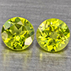Natural Green Peridot Gemstones 1.44 Ct. 2 Pcs. Round Shape 5.2 Mm. Natural Green Peridot Gemstones 1.44 Ct. 2 Pcs. Round Shape 5.2 Mm.