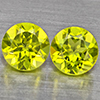 Natural Green Peridot Gemstones 1.59 Ct. 2 Pcs. Round Shape 5.2 Mm. Natural Green Peridot Gemstones 1.59 Ct. 2 Pcs. Round Shape 5.2 Mm.
