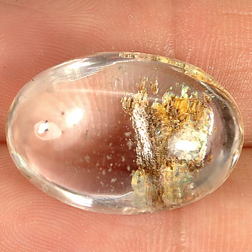 20.42 Ct. Natural White Brown Moss Quartz Oval Cabochon Unheated