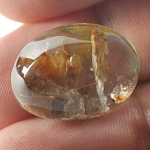 23.90 Ct. Natural White Gold Moss Quartz Oval Cabochon From Thailand