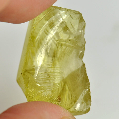 Yellow Quartz 26.86 Ct. Rough 25 x 14.8 Mm. Natural Gem Unheated Brazil