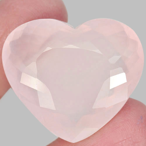 Quartz Rose Pink 52.67 Ct. Clean Heart 28 x 25 Mm. Natural Gemstone Unheated