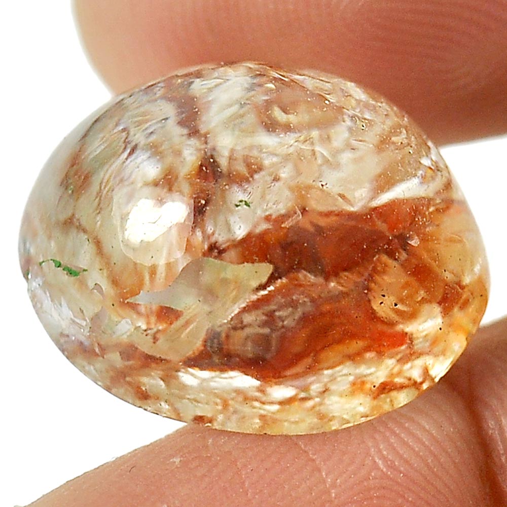Moss Brown White Quartz 20.86 Ct. Oval Cabochon Natural Gemstone Unheated