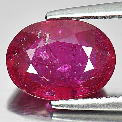 3.40 Ct. Good Oval Natural Gem Purplish Red Ruby Mozambique