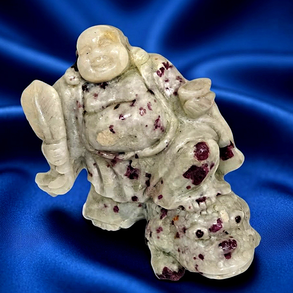 Natural Multi Color Ruby in Zoisite Gemstones 8875 Ct. Very Rich Happy Buddha Carving Shape