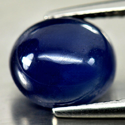 Blue Sapphire 2.64 Ct. Oval Cabochon 8.1 x 7.1 Mm. Natural Gemstone Madagascar