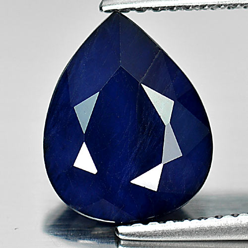 3.17 Ct. Good Cutting Pear Natural Gem Deep Blue Sapphire Diffusion