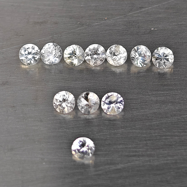 Natural White Sapphire Gemstones 0.40 Ct. 11 Pcs. Round Diamond Cut  2 Mm.