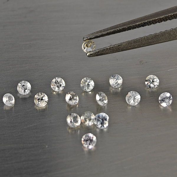 Natural White Sapphire Gemstones 0.70 Ct. 15 Pcs. Round Diamond Cut 2.1 Mm.