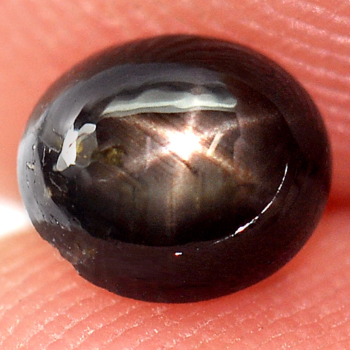 0.84 Ct. Oval Cab Natural Black Star Sapphire 6 Rays