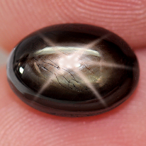 5.21 Ct. Oval Cabochon Natural Gem Black Star Sapphire 6 Rays