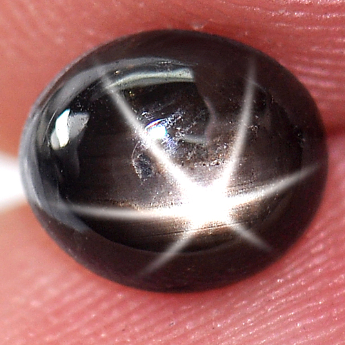 1.49 Ct. Oval Cab Natural Black Star Sapphire 6 Rays