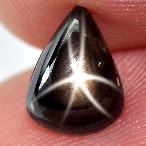 Pear Cab 2.34 Ct. Natural Black Star Sapphire 6 Rays