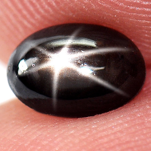 1.22 Ct. Oval Cab Natural Black Star Sapphire 6 Rays