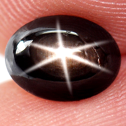 1.47 Ct. Oval Cab Natural Black Star Sapphire 6 Rays