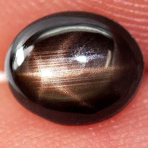 0.88 Ct. Oval Cab Natural Black Star Sapphire 6 Rays
